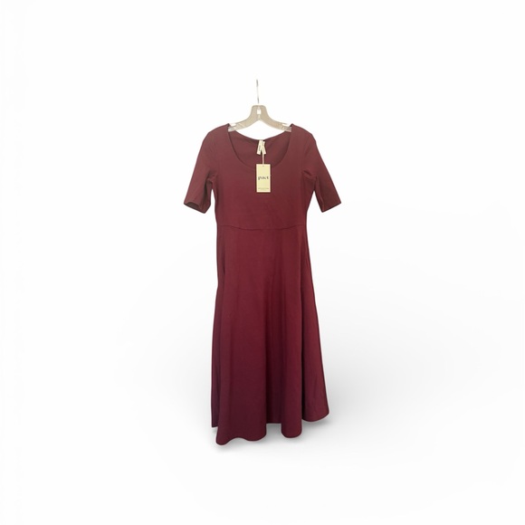 Pact Burgundy Midi Dress size M brand new! - Picture 3 of 5